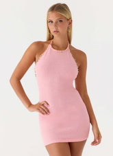 Aeline Knit Halter Mini Dress - Pink