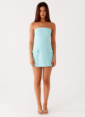 Allora Strapless Mini Dress - Turquoise