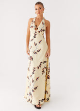 Elvina Halter Neck Maxi Dress - Buttercream Bliss