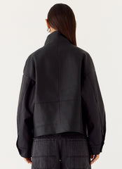 James PU Bomber Jacker - Black