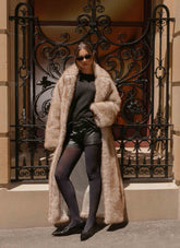 Kamil Faux Fur Maxi Coat - Tan Beige