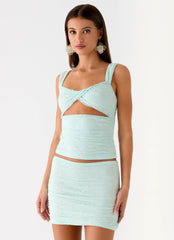 Lea Lace Mini Skirt - Blue