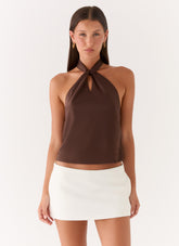 Maddox Scarf Top - Chocolate