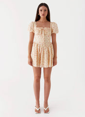 Mila Mini Dress - Yellow Ditsy Floral