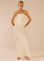 Aria Satin Maxi Skirt - Pearl