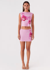 Waiting for Dawn Mesh Top - Pink Magnolia