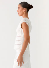 Ruann Lace Trim Top - White