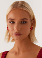 Scarlet Heart Earrings - Red