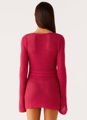 Sunriser Crochet Mini Dress - Pink