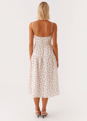 Arla Midi Dress - Red Ditsy Floral