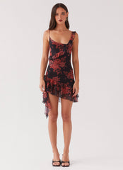 Love You Mesh Mini Dress - Midnight Rosa