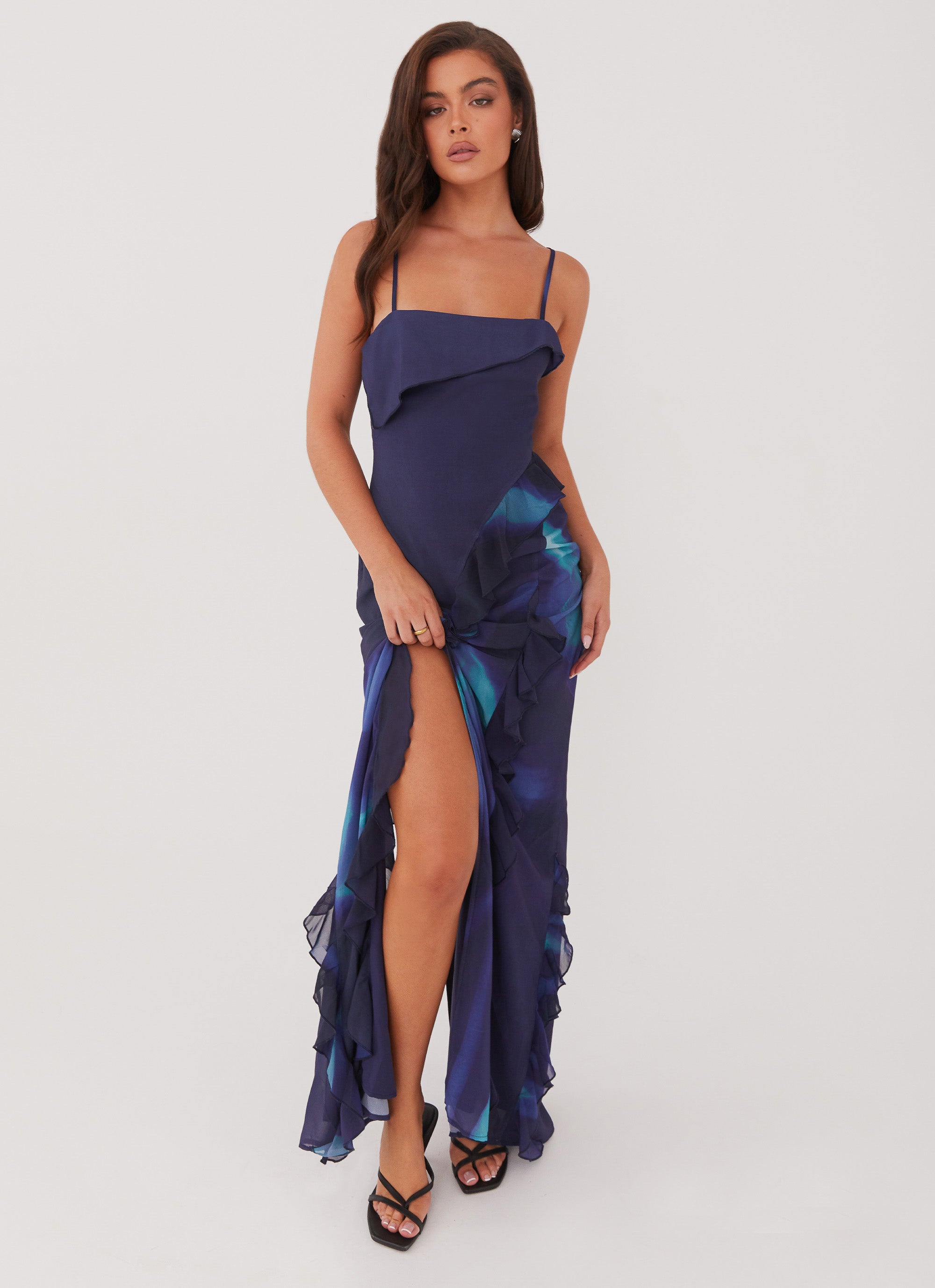 Do No Wrong Ruffle Maxi Dress - Cyber Rose