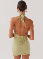 Samara Halterneck Mini Dress - Sage