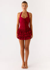 Someone Else Halter Top - Dark Cherry